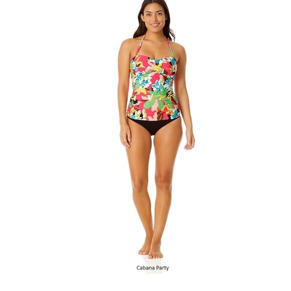 NWT Anne Cole Womens Shirred Bandeau Tankini Top Multicolor Size XS-L $70 LLL226 - Picture 8 of 10